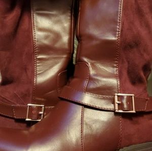 Burgundy over the knee boots